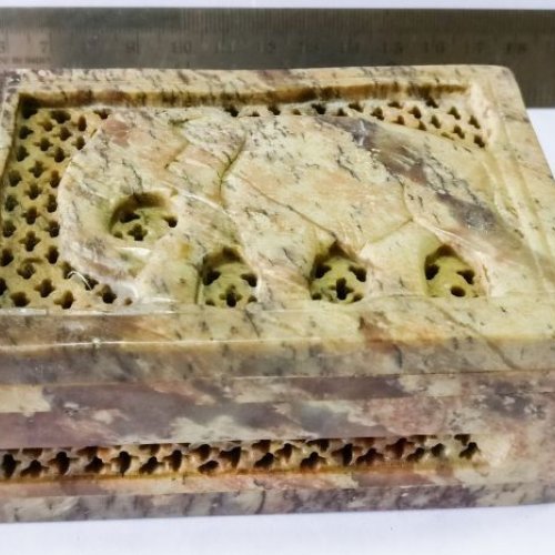 Elephant Carving Soapstone Carved Box