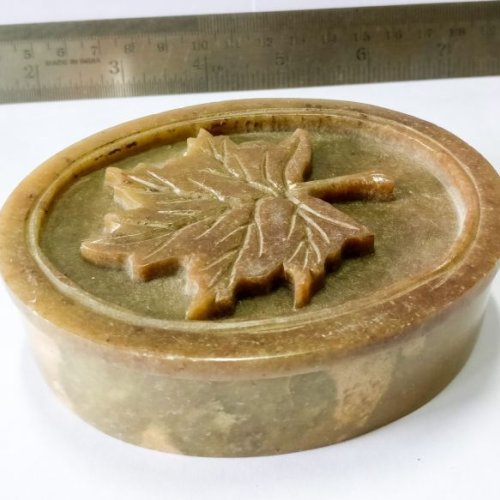 Handcrafted Maple Leaf Soapstone Trinket Box