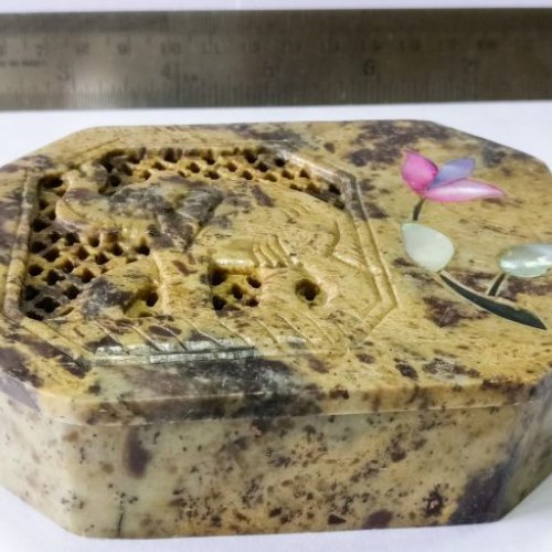 Handcrafted Soapstone Octagonal Decorative Box