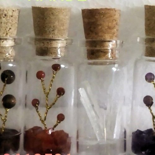 Mini Gem Chip Bottle with 5 Crystal Beads Tree