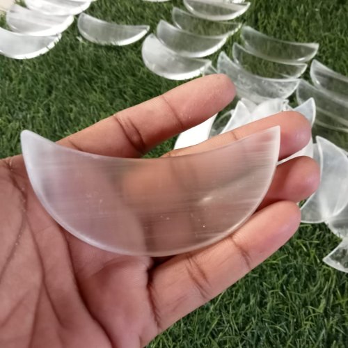 Selenite Half Moon Stone
