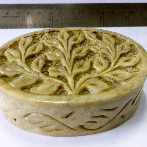 Vintage Hand Carved Soapstone Trinket Box