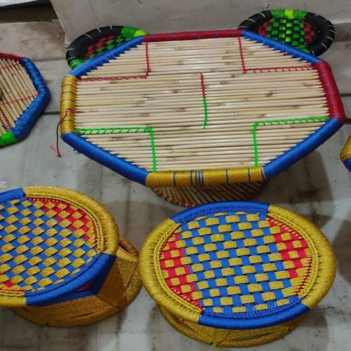 Bamboo Stool Table Set
