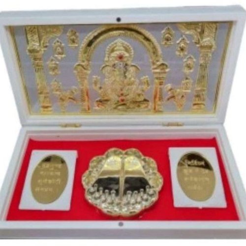 Brass Laxmi Ganesh Charan Paduka With Base Plate