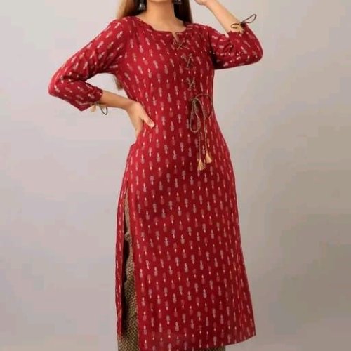 Women Paisley Printed Rayon Red Kurta