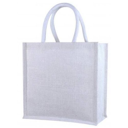 White Laminated Jute Tote Bag