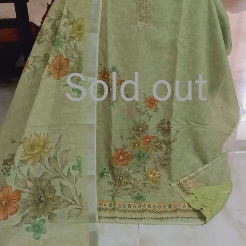 Chanderi Silk Top with Handwork Chanderi Silk Dupatta Unstitched Suits