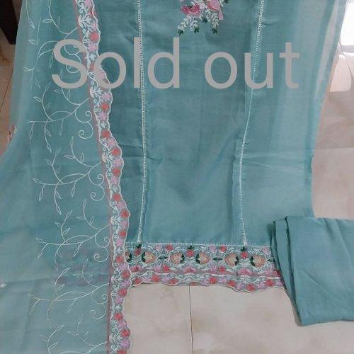 Top Pure Kota Cotton with Thread Embroidery Unstitched Suits