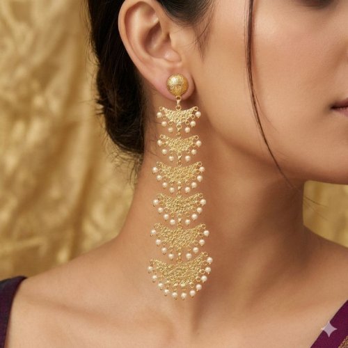 Cascading Pearl Layered Dangler Earrings