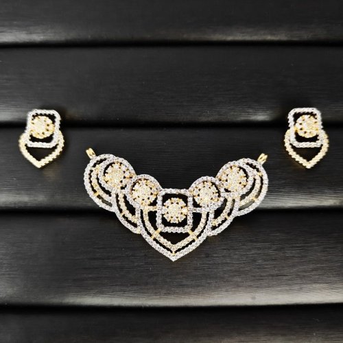 Cz Heart Layered Gold Plated Mangalsutra Set
