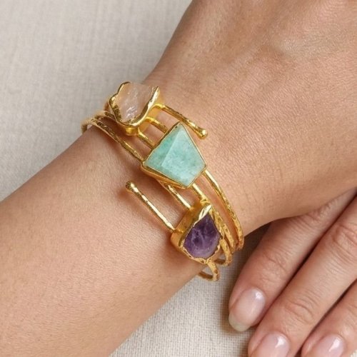 Dual Stone Gold Plated Adjustable Bracelet Dual Stone Gold Plated Adjustable Bracelet