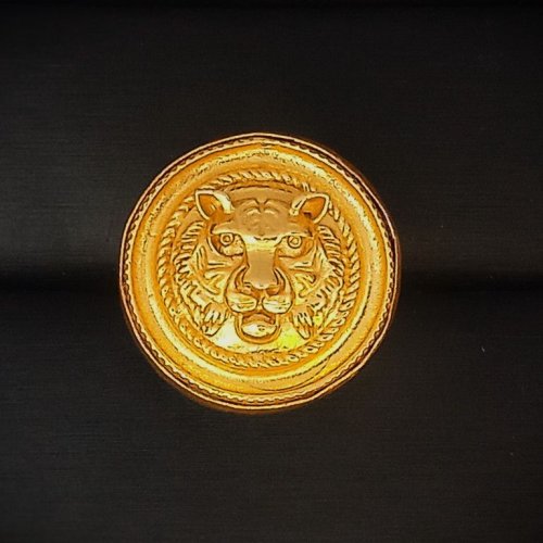 Tiger Face Coin Design Golden Statement Ring