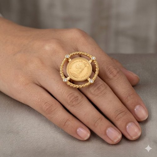 Vintage Coin Design Gold Plated Statement Ring Vintage Coin Design Gold Plated Statement Ring