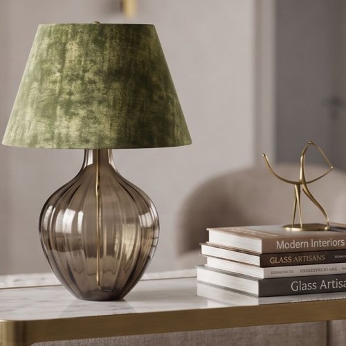 Verdant Ribbed Glass Artisan Lamp