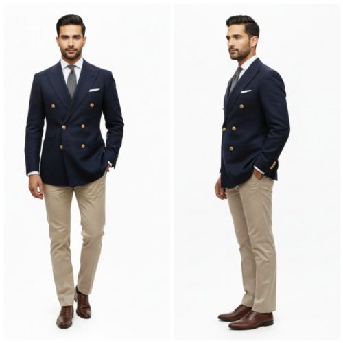 Mens Cotton Blue Single Breasted Blazer