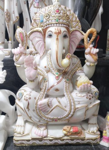 18 Inch Marble Ganesh Ji Murti Statue
