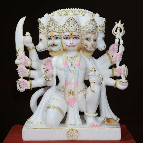 White Marble Panchmukhi Hanuman Statue