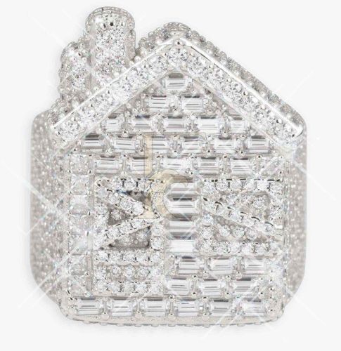 14K Gold Moissanite Trap House Diamond Ring