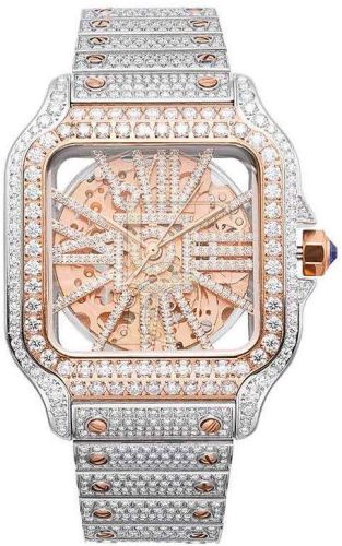 14K Rose Gold Moissanite Skeleton Watch