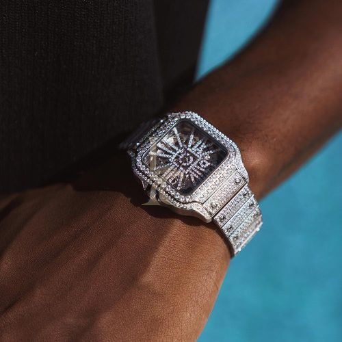 14K White Gold Moissanite Skeleton Watch