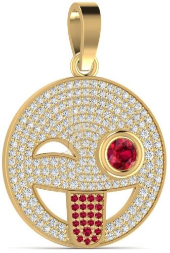 Funny Emoji Natural Diamond Hip-Hop Pendant