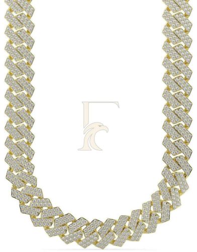 Prong Set Diamond Cuban Link Chain