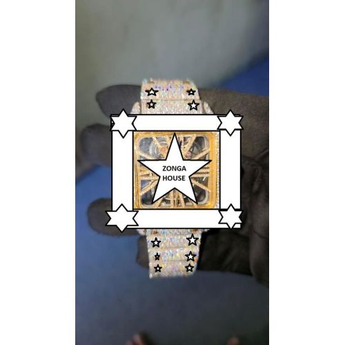 11mm Square Stainless Steel Glass Dial Moissanite Watch