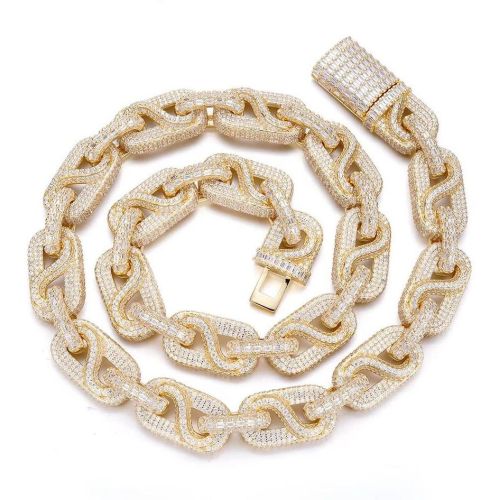 14k Yellow Gold Plated 925 Sterling Silver Cuban Link Chain