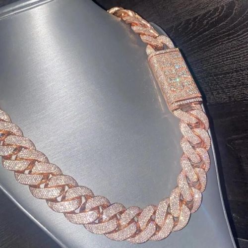 20 Mm VVS Moissanite Diamond Thick Cuban Link Chain
