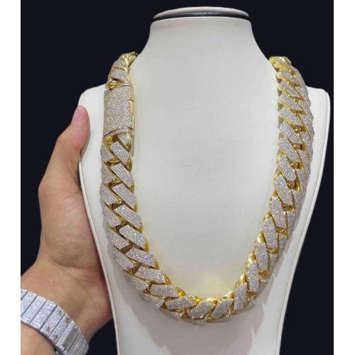 22 Mm VVS Moissanite Diamond 925 Sterling Silver Chain