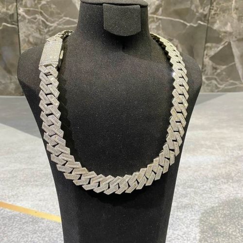 925 Sterling Silver Baguette Cut Cuban Chain