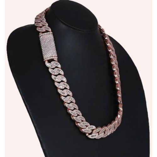 925 Sterling Silver Moissanite Diamond Cuban Chain