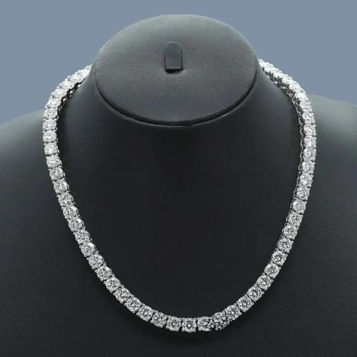 925 Sterling Silver Moissanite Diamond Tennis Necklace