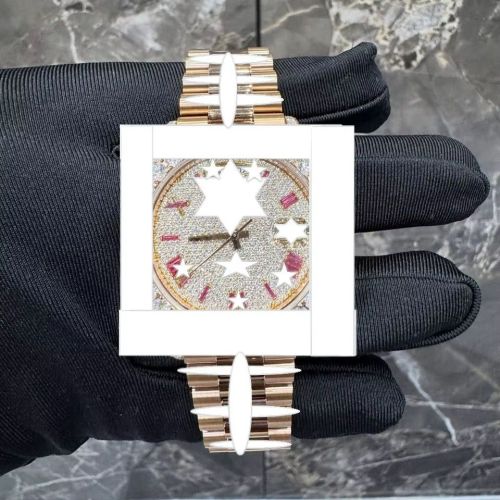 Antique Charm Moissanite Studded Diamond Analog Watch