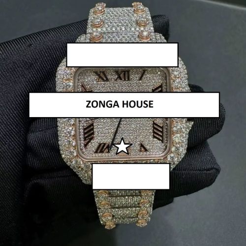Unisex Luxury Stainless Steel Analog Iced Moissanite Watch