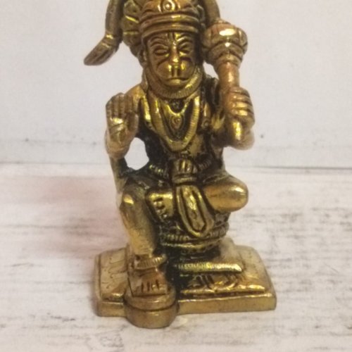 310 Gm Brass Sitting Hanuman Ji Statue