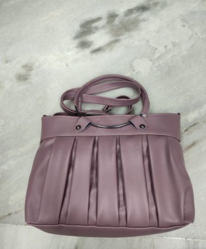 Purple Pleated Women Hand Bag