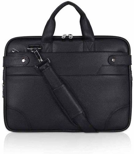 Premium Black Leather Laptop Bag