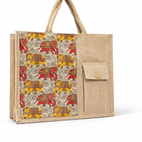Printed Jute Kalamkari Bag