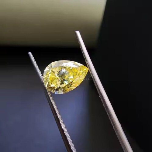 0.72 Carat Solitaire Pear Yellow Lab Grown CVD Diamond