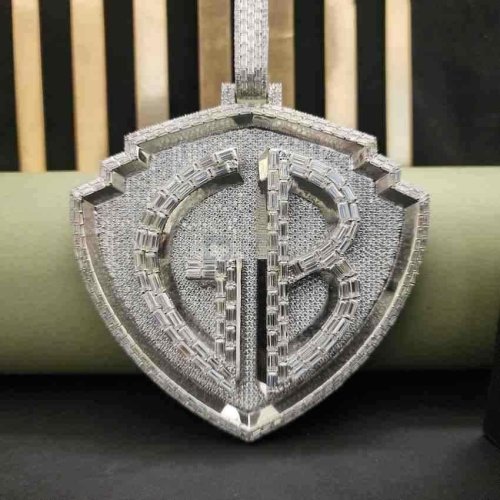 Fully Iced Out Baguette Cut Gb Diamond Pendant