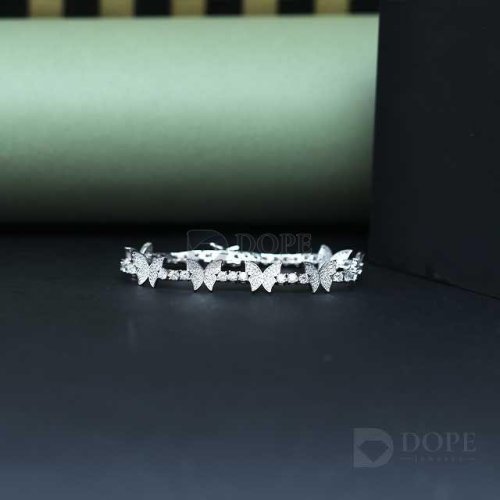Ladies 925 Sterling Silver Butterfly Diamond Bracelet