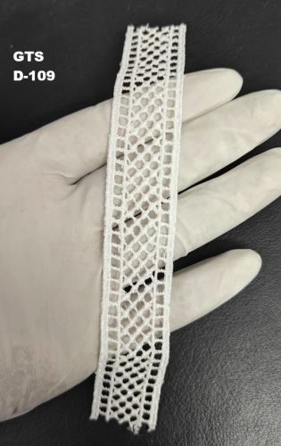 White Geometric Pattern Polyester GPO Lace