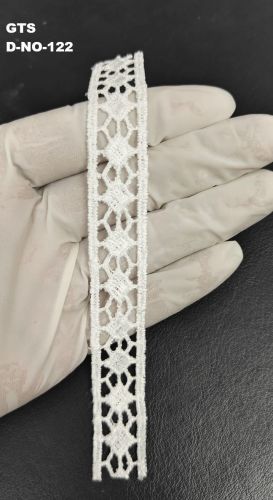White Polyester Embroidered GPO Lace