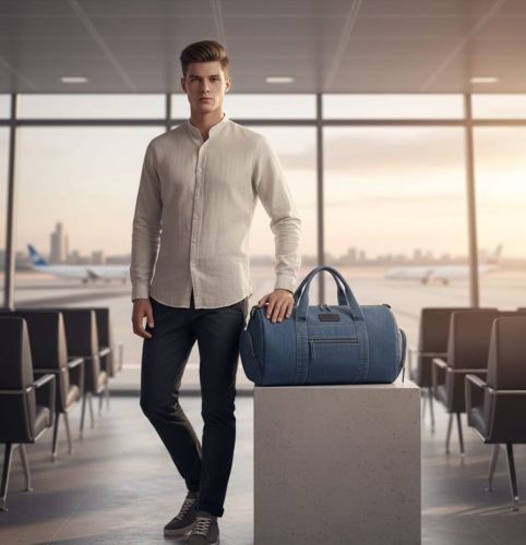 Blue Khadi Travel Bag