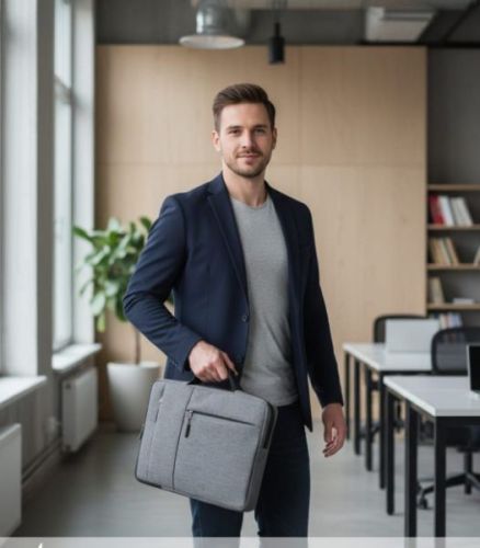 Dark Gray Khadi Laptop Sleeve Bag