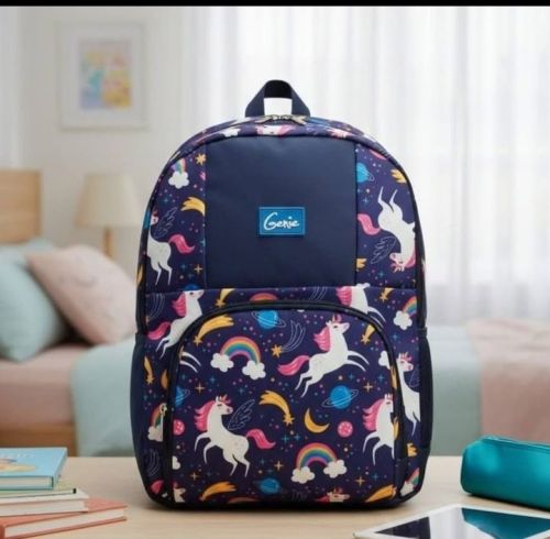 Polyester Blue Printed School Bag