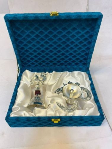 Almunium Cock Bell Om Diya Combo Set