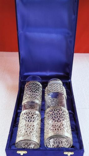 Decorative German Silver Plated Glass Bottle Set