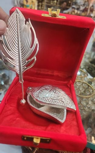 Decorative Silver Plated Aluminium Tilak Stick Set